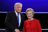Image of Both candidates were cordial the before and after the debate, but these exchanged sharp accusations during the debate. Trump appeared more reserved than his usual self. 