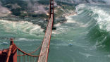 Image of A still from San Andreas suggests a much more powerful quake and tsunami than is physically possible in California. Still, the Bay Area could experience a 7.9, which is an extremely powerful event. 