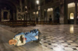 Image of A statue lies where it was damaged by a suspect from Ghana. 