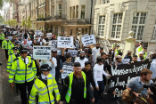 Image of Muslims march in London. The latest demonstration is one of several calling for Sharia law and the establishment of a Caliphate.