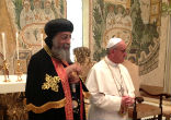 Image of Pope Francis and Tawadros II release a joint statement.