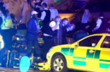 Image of Police work the crime scene where a terrorist drove a van into a crowd of people in Finley Park, London. 