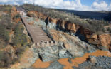 Image of The destroyed Oroville dam spillway. 