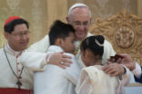 Image of Pope Francis has answered a boy's invitation to join him on a pilgrimage. 