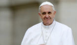 Image of Pope Francis will beatify two martyrs when he visits Colombia. 