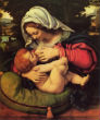 Image of In Renaissance art, the Virgin Mary is often depicted feeding Jesus. 