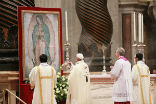 Image of Pope Francis has asked the intercession of Our Lady of Guadalupe. 