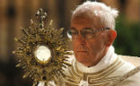 Image of Pope Francis spoke about Jesus' commandment to love God, and explained that we find the grace to love through the Eucharist. 