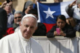 Image of Pope Francis is visiting Chile. 
