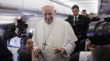 Image of Pope Francis spoke about being generous with refugees and investing in the countries they are coming from. 