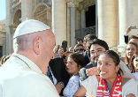 Image of Pope Francis spoke to a group of young people from France.